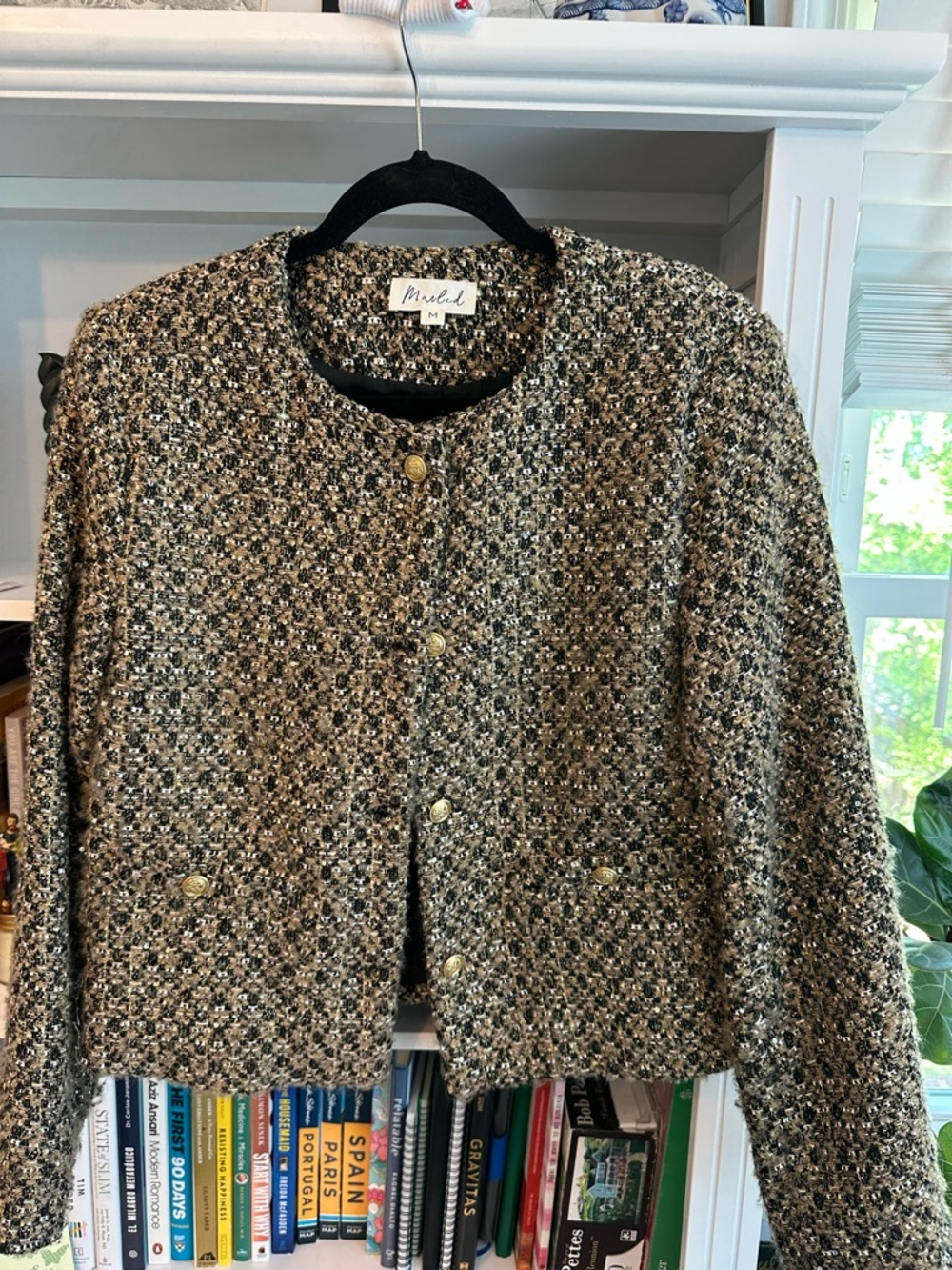 Marled Old Money Tweed Jacket in Black & Gold